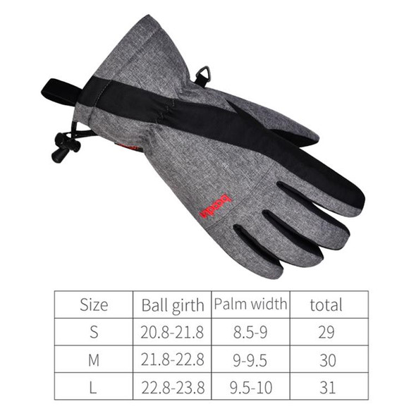 Boodun Five-Finger Ski Gloves Windproof Waterproof Finger Touch Screen Keep Warm Gloves, Size: L(Black)