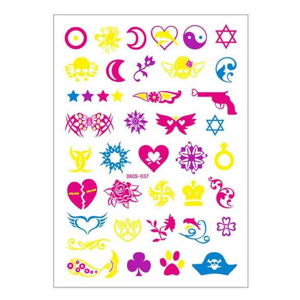 10 PCS Fluorescent Flower Arm Tattoo Sticker Face Sticker Waterproof Feather Tattoo Arm Tattoo Sticker(DKCS037)