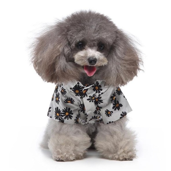 2 PCS Pet Beach Shirt Dog Print Spring And Summer Clothes, Size: M(White)