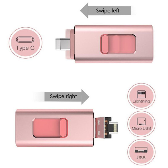 256GB SH02 USB 3.0 + 8 Pin + Mirco USB + Type-C 4 In 1 Mobile Computer U-Disk With OTG Function(Silver)