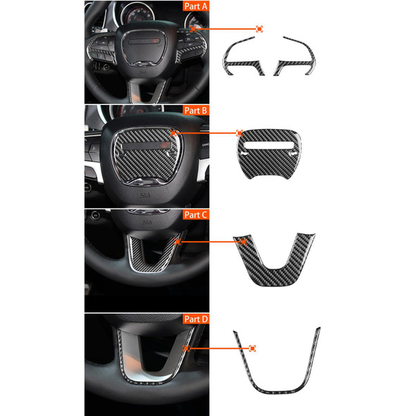 5 PCS / Set Carbon Fiber Car Steering Wheel Decorative Sticker for Dodge Challenger 2015 to Now, Left Driving