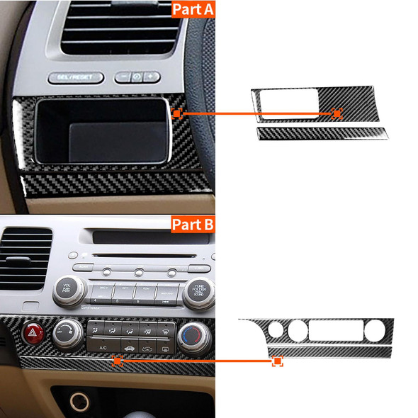 4 in 1 Car Carbon Fiber Air Conditioning Button + Headlight Switch Panel Decorative Sticker for Honda Civic 8th Generation 2006-2011, Left Drive