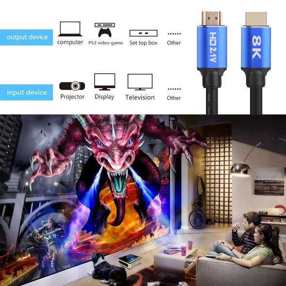 HD08 8K Ultra Clear HDMI 2.1 TV Computer Projection Set-top Box HDMI Cable, Cable Length:0.5m