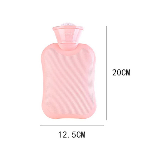 2 PCS Hot Compress Stomach Plush Water Injection Hot Water Bottle Flannel Cover Cartoon Hand Warmer(Pink)