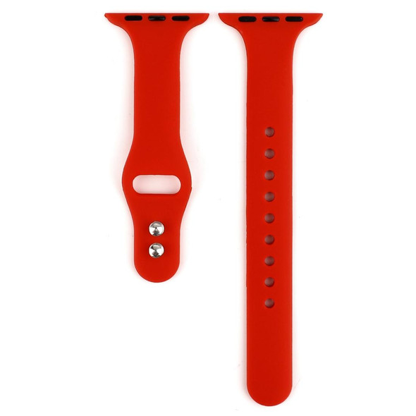 Apple Watch 5 & 4 44mm / 3 & 2 & 1 42mm Thin Silicone Double Buckle Watch Band(Red)