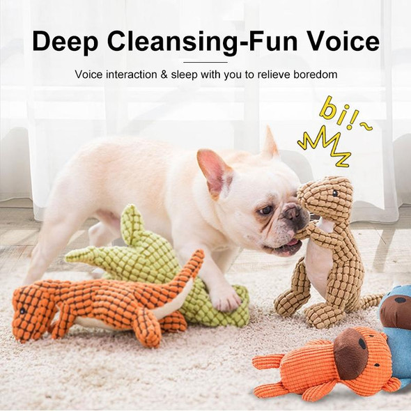 3372 Dinosaur Shape Plush Chew Molar Squeaky Toys for Pet Dogs to Clean the Teeth(Green)