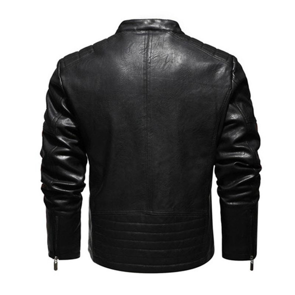 Autumn and Winter Letters Embroidery Pattern Tight-fitting Motorcycle Leatherette Jacket for Men (Color:Dark Blue Size:XL)