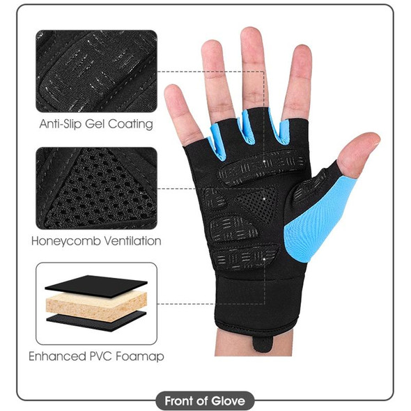 WEST BIKING YP0211217 Cycling Breathable Silicone Palm Gloves Fitness Training Wrist Guard Sports Gloves, Size: XL(Black Blue)