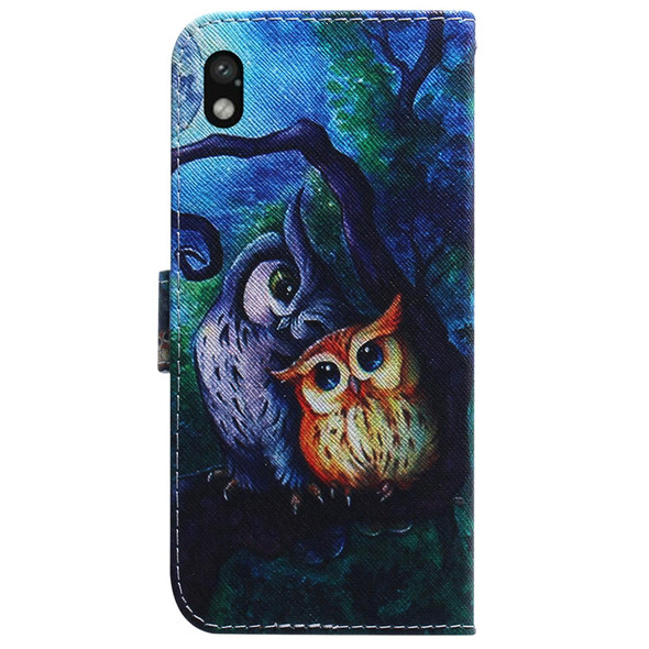 Sony Xperia Ace III Coloured Drawing Leather Phone Case(Oil Painting Owl)