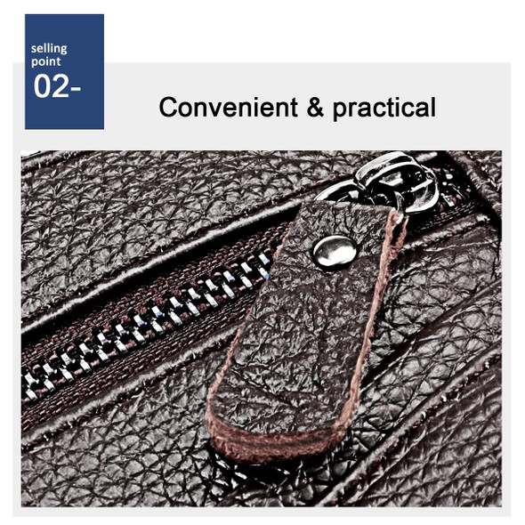 6019 Litchi Texture Genuine Leatherette Crossbody Chest Bag - Men(Black)
