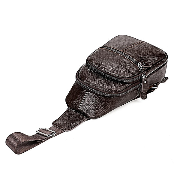 6076 Casual Genuine Leatherette Crossbody Chest Bag - Men and Women(Coffee)