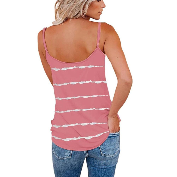 V-neck Striped Sleeveless T-Shirt Camisole for Ladies (Color:Pink Size:XL)