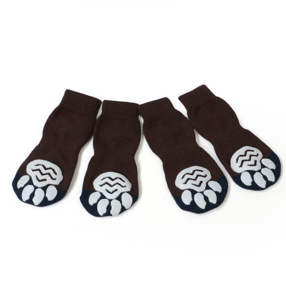 Pet Socks Cotton Anti-Scratch Breathable Foot Cover, Size: 5XL(Brown)