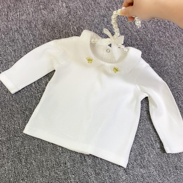 Baby Girl Embroidery Pattern Small Lapel Bottoming Shirt Long Sleeve T-shirt (Color:Crown Size:73cm)