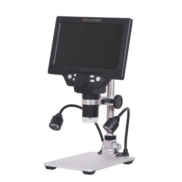 G1200D 7 Inch LCD Screen 1200X Portable Electronic Digital Desktop Stand Microscope(EU Plug With Battery)