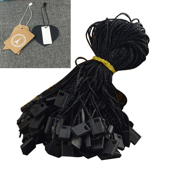 2 Packs (1 Pack of 990 PCS) Clothing Tag Rope CottonUniversal Plastic Square Hanging Tablets(Black)