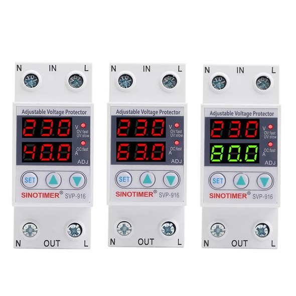 SINOTIMER SVP-916 Adjustable Self-resetting Over-voltage Under-voltage Protector, Current: 80A