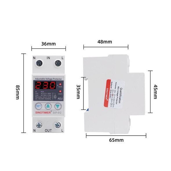 SINOTIMER SVP-912 Adjustable Self-resetting Intelligent Under-voltage Protector, Current: 40A