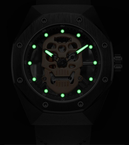 BAOGELA 1902 Skull Luminous Dial Silicone Strap Quartz Watch - Men(Black)