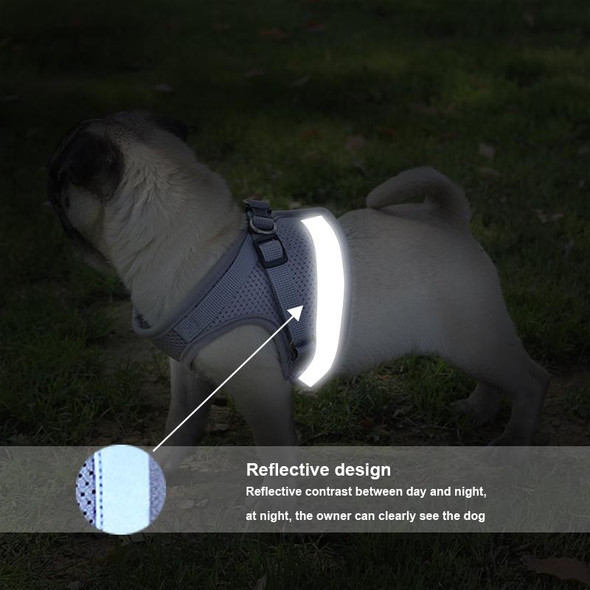 Adjustable Polyester Mesh Reflective Vest Lead Leash for Pet Dog, Size:M(Grey)