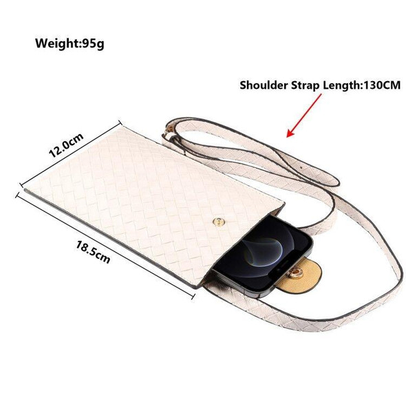 Braided Packing Simple High-end Mobile Phone Bag with Lanyard, Suitable for 6.7 inch Smartphones(White)
