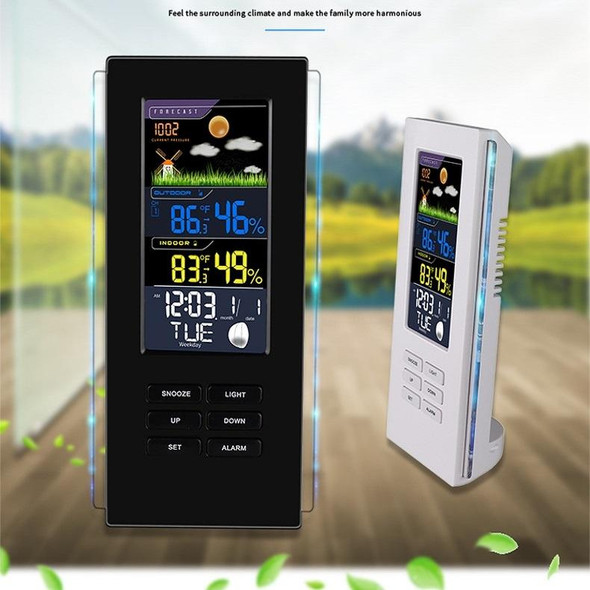 Wireless Colorful Screen Indoor And Outdoor Temperature Humidity Meter Barometer Smart Digital Electronic Clock With Backlight(TS-74-B-US)