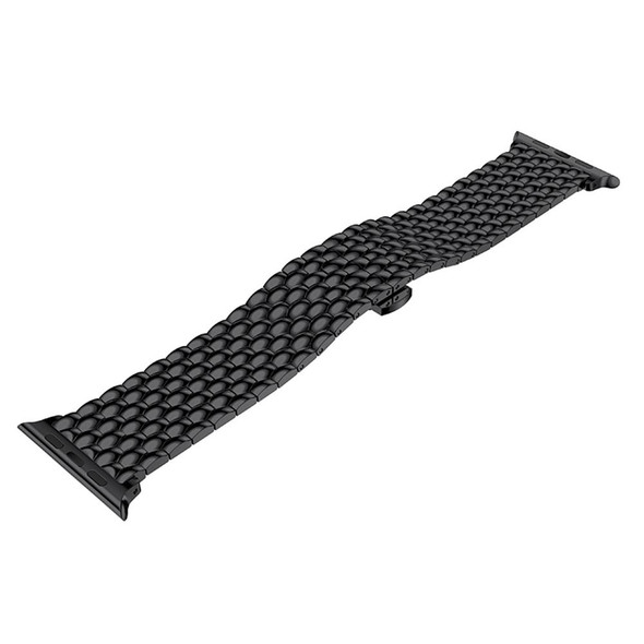 Dragon Grain Solid Stainless Steel Wrist Strap Watch Band for Apple Watch Series 3 & 2 & 1 42mm(Black)