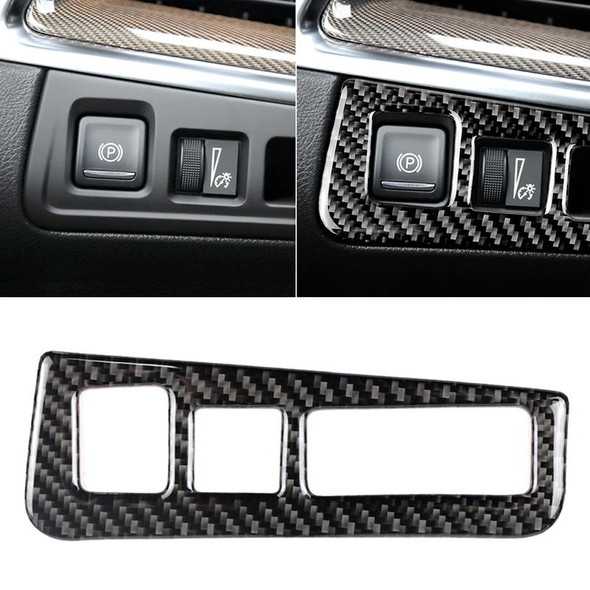 Car Carbon Fiber Headlight Switch Frame Decorative Sticker for Cadillac XT5 2016-2017, High Version, Left Drive