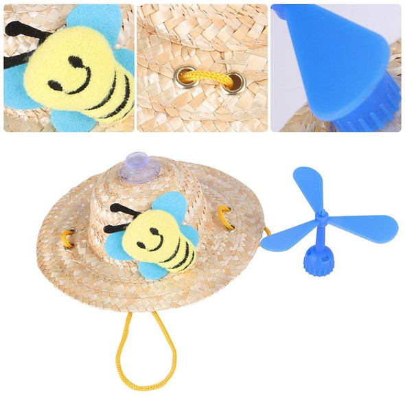 2 PCS Pet Bamboo Dragonfly Straw Hat Headdress Cat Dog Decoration, Size: L(Yellow Duck)