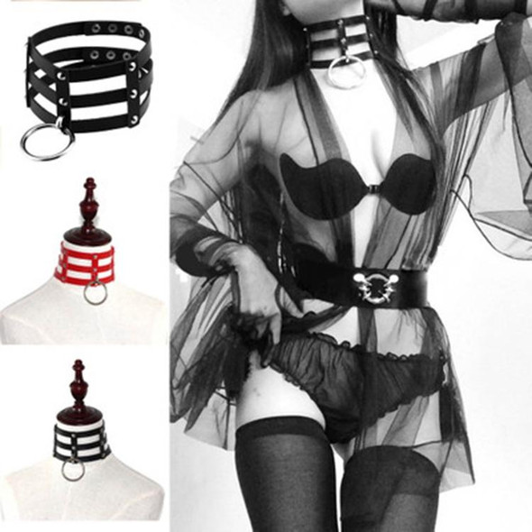 Harajuku Fashion Punk Gothic Rivets Collar Hand 3-rows Caged Leather Collar Necklace