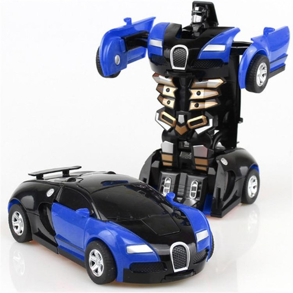 One-click Transforming Toy Car Impact Deformation Toy Model Car(Blue)