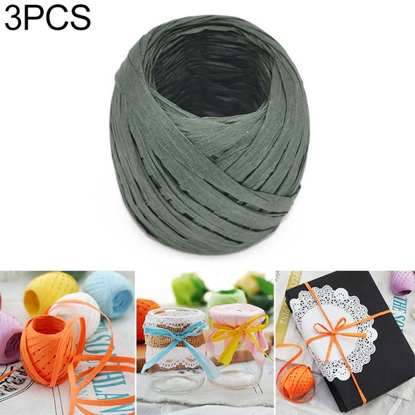 3 PCS 20M Paper Rope Raffia Ribbon Natural Lace Rope Gift Box Wrapping DIY Decoration(Dark Green)