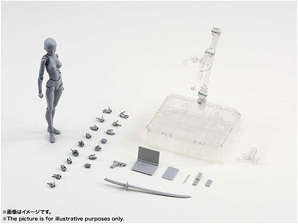 Figuarts Body Body-Chan Body-Kun Grey Color Ver Black PVC Action Figure Collectible Model Toy(Female)(A)