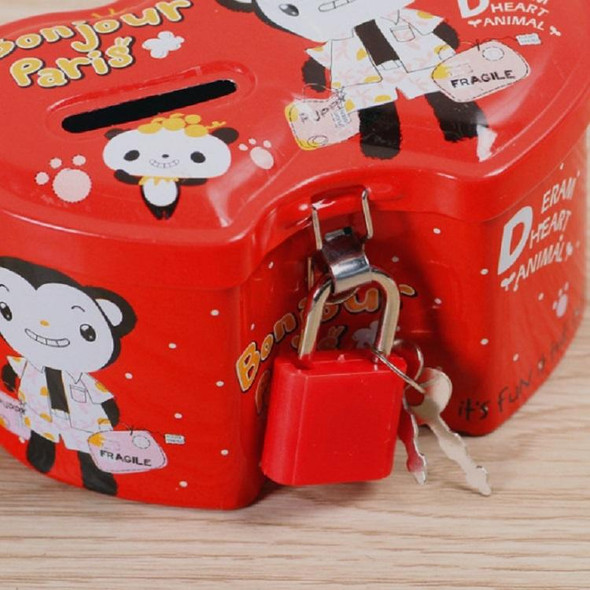 4 PCS Double Heart Cartoon Iron Creative Children Piggy Bank