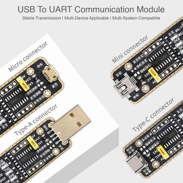 Waveshare Type-C / USB-C to UART High Band Rate Transmission Module Connectors