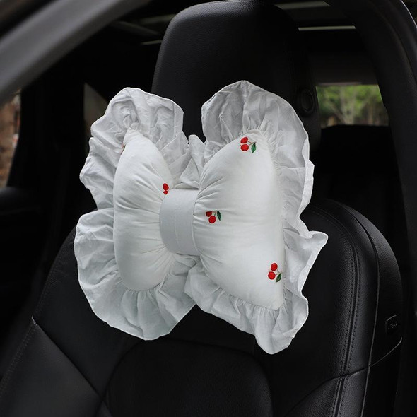 Bow Car Head Pillow Car Seat Neck Pillow Comfortable Cotton Car Supplies, Colour: Cherry Headrest