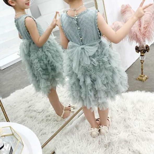 Summer Girls Sleeveless Tutu Lace Dress, Kid Size:100cm(Pink)