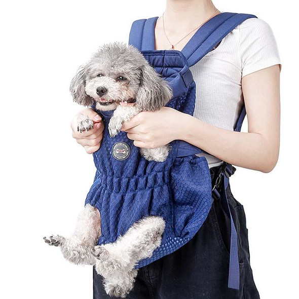 Doglemi Pet Outing Backpack Dog Shoulder Chest Bag Breathable Mesh Dog Cat Bag, Size:L(Blue)