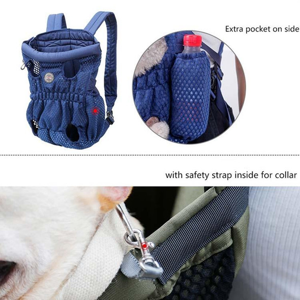 Doglemi Pet Outing Backpack Dog Shoulder Chest Bag Breathable Mesh Dog Cat Bag, Size:L(Blue)