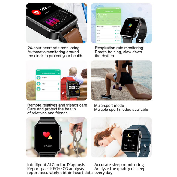LOANIY E86 1.7 Inch Heart Rate Monitoring Smart Bluetooth Watch, Color: Black