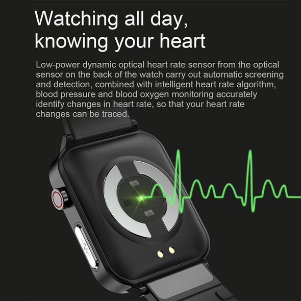 LOANIY E86 1.7 Inch Heart Rate Monitoring Smart Bluetooth Watch, Color: Black Steel
