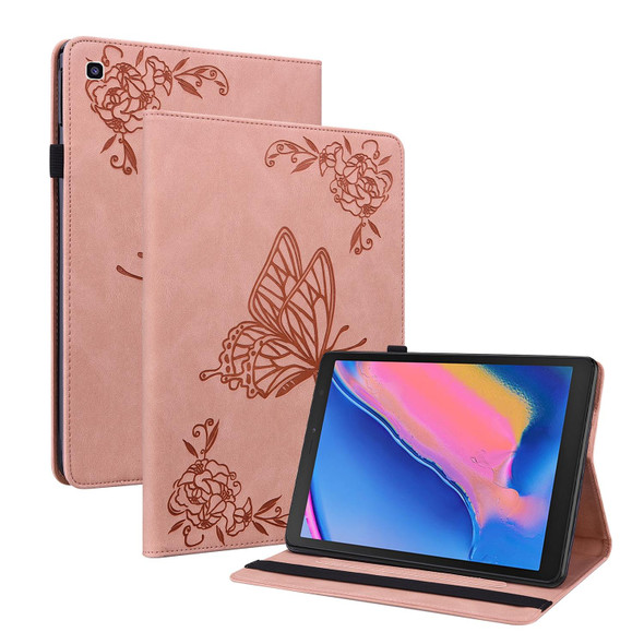 Samsung Tab A 8.0 2019 T290/T295/T297 Butterfly Flower Embossed Leather Tablet Case(Rose Gold)