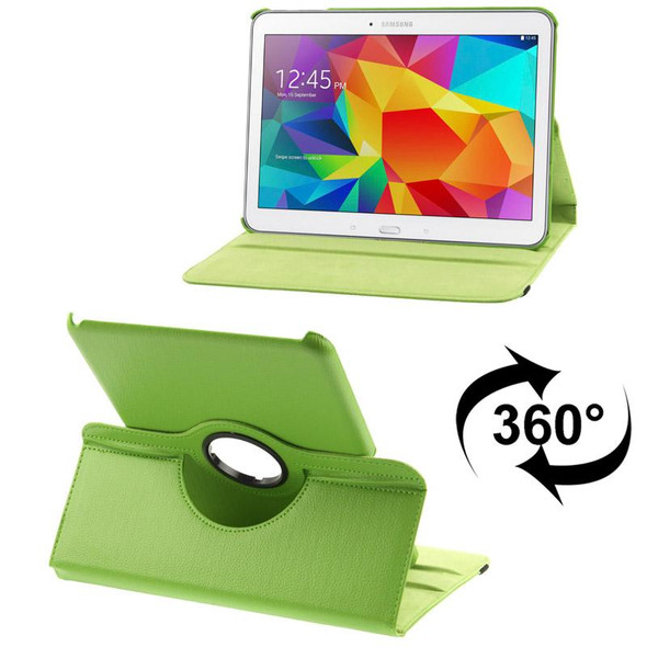 360 Degree Rotatable Litchi Texture Leatherette Case with 2-angle Viewing Holder for Samsung Galaxy Tab 4 10.1 / SM-T530 / T531 / T535(Green)