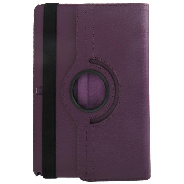 360 Degree Rotatable Litchi Texture Leatherette Case with 2-angle Viewing Holder for Galaxy Note 10.1 (2014 Edition) / P600, Purple(Purple)