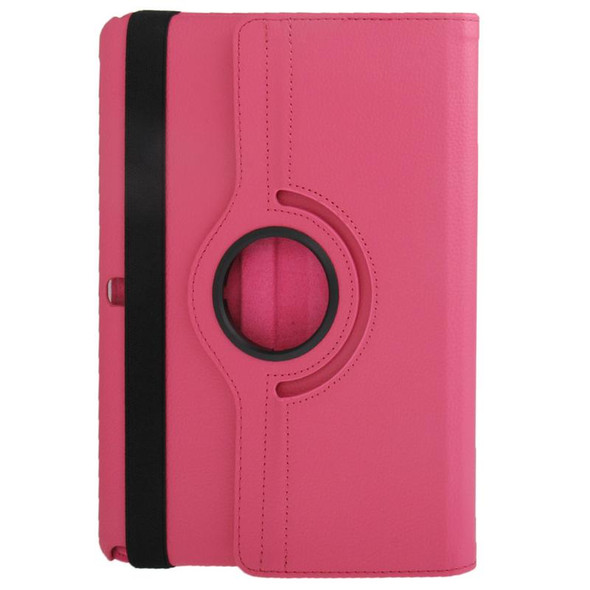 360 Degree Rotatable Litchi Texture Leatherette Case with 2-angle Viewing Holder for Galaxy Note 10.1 (2014 Edition) / P600, Magenta(Magenta)