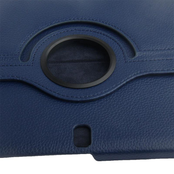 360 Degree Rotatable Litchi Texture Leatherette Case with 2-angle Viewing Holder for Galaxy Note 10.1 (2014 Edition) / P600, Dark Blue(Dark Blue)