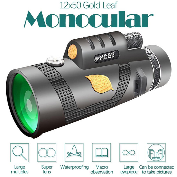 Moge 12x50 Professional HD Monocular Night Vision Telescope With Tripod