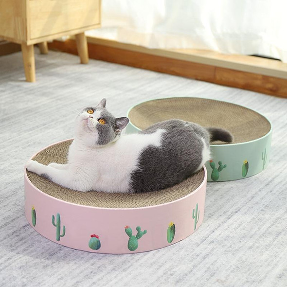 Round Corrugated Cat Scratcher Claw Sharpener Toy Bed, Colour: Pink 32x32x6cm