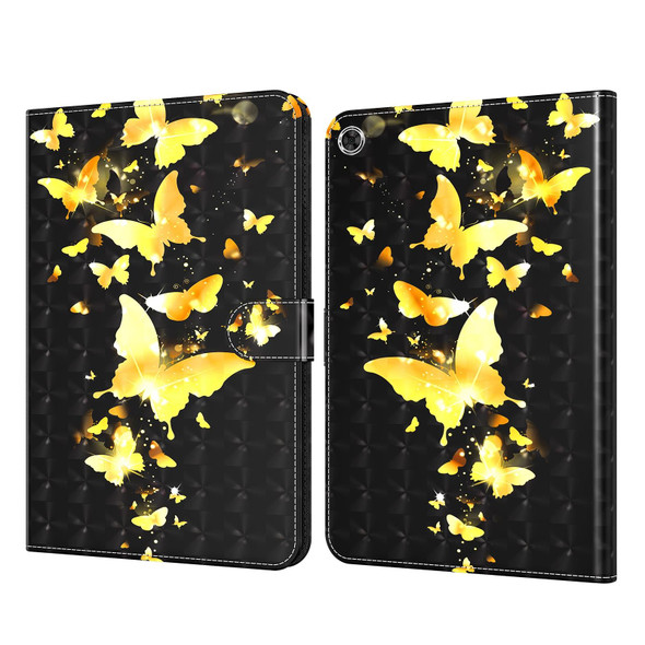 Samsung Galaxy Tab A8 3D Painted Pattern Leather Tablet Case(Golden Butterfly)