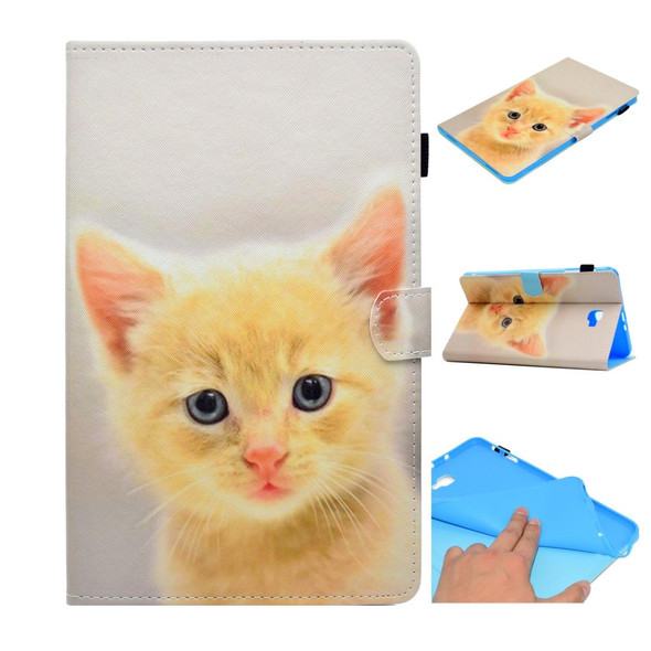 Galaxy Tab A 10.1 (2016) T580 Painted Horizontal Flat Leather Case with Sleep Function & Card Slot & Buckle Anti-skid Strip & Bracket & Wallet(Cute Cat)